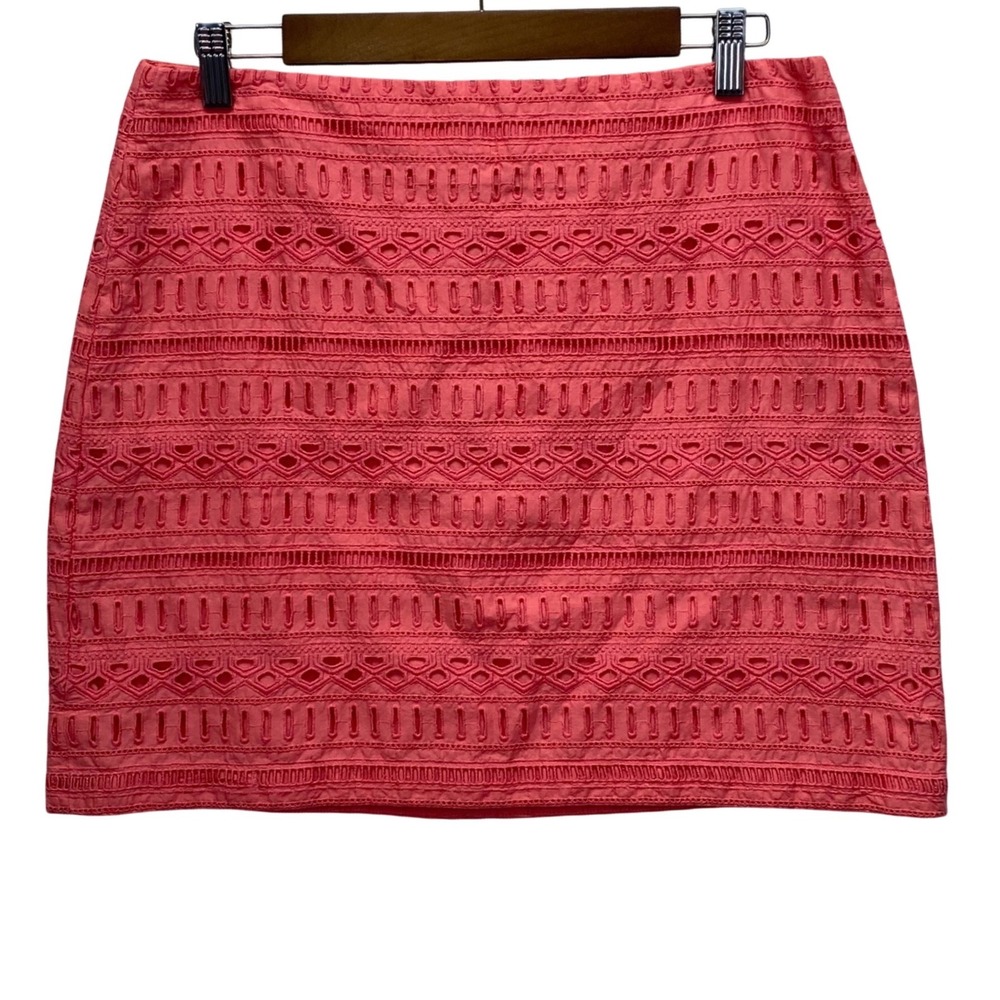 Gap Eyelet Skirt Womens 8 Pink Reef 2 Cotton‎ Mini Geometric 177957-01 NWT